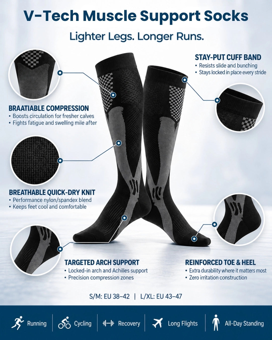 V-Tech Muscle Support Socks